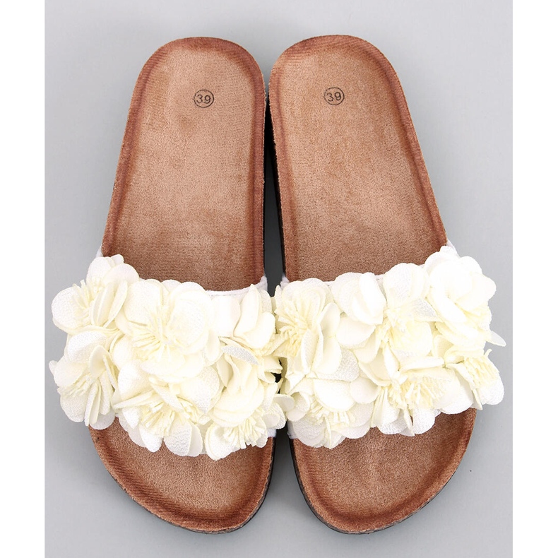 Cork slippers with Brice White flowers 1
