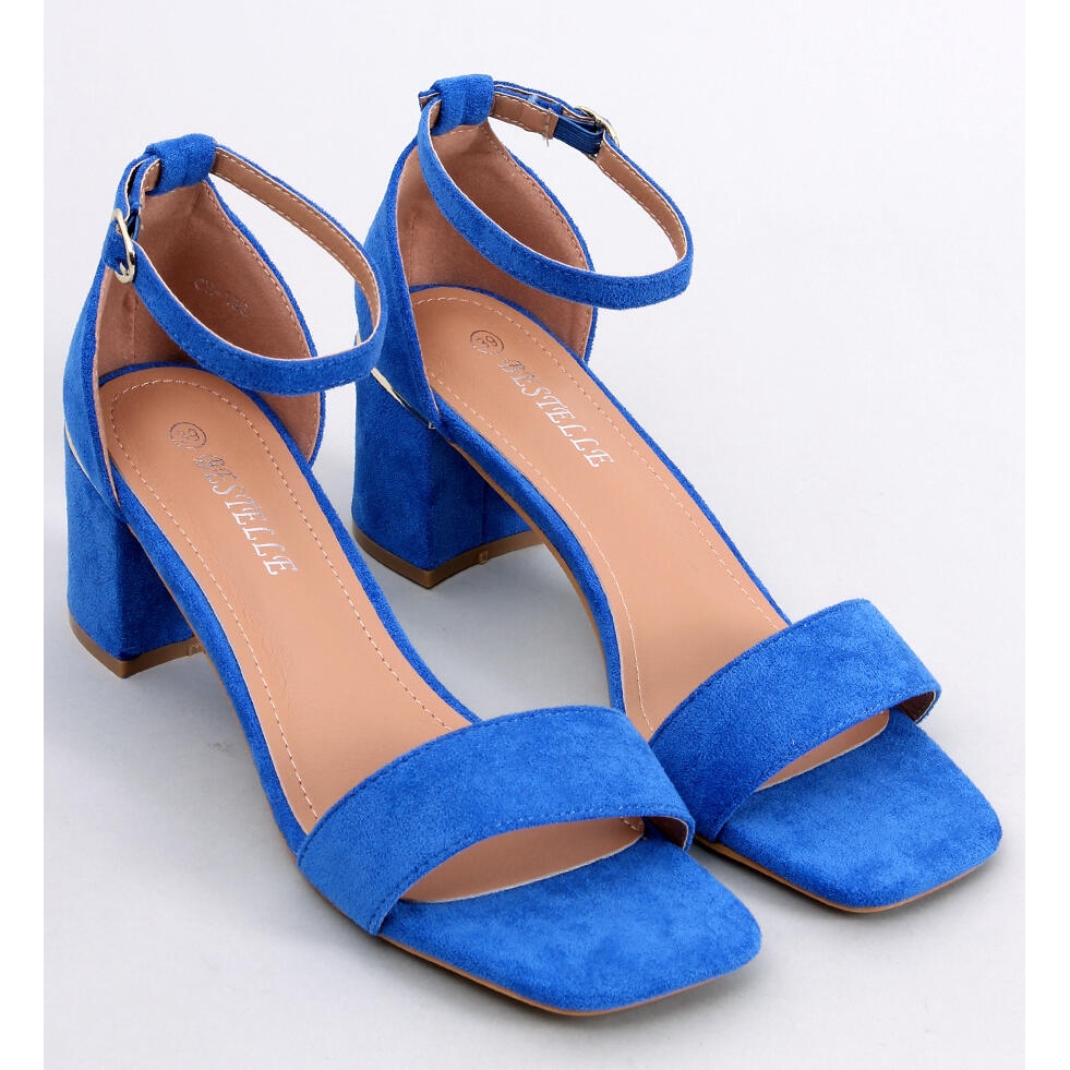 Blue low block heel sandals cheap