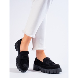 Black suede women's Shelovet loafers 2