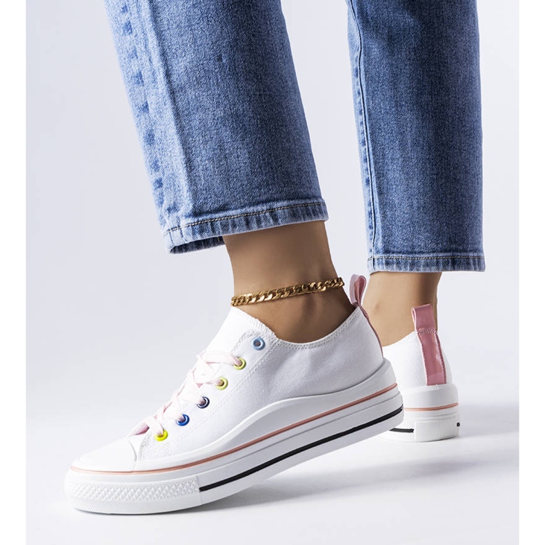 White and pink platform sneakers from Bois 1