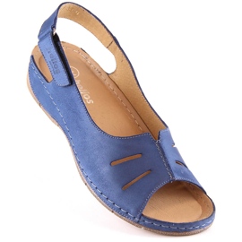 Comfortable leather sandals for women with velcro strap Helios 117 blue 1 Comfortable leather sandals for women with velcro strap Helios 117 blue 1