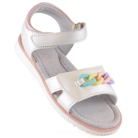 Evento Girl's velcro sandals with a chain beige Miss 1