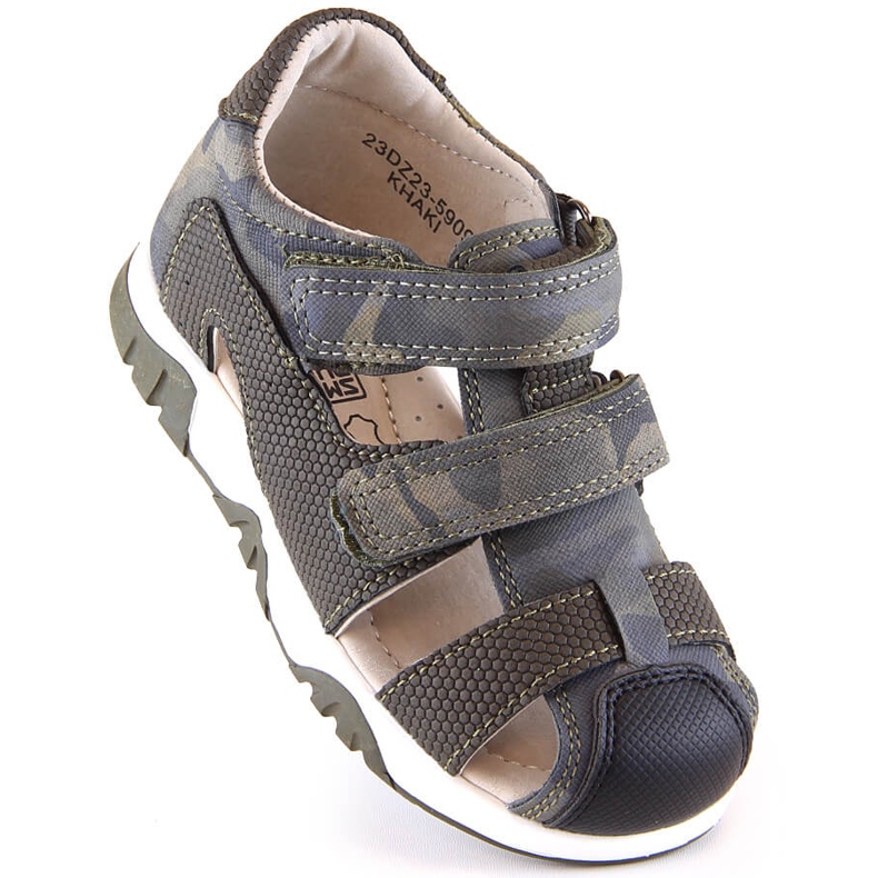 Summer sandals with velcro for boys camo khaki News 5909 green 1