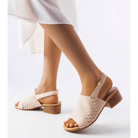 Beige low heel sandals 1