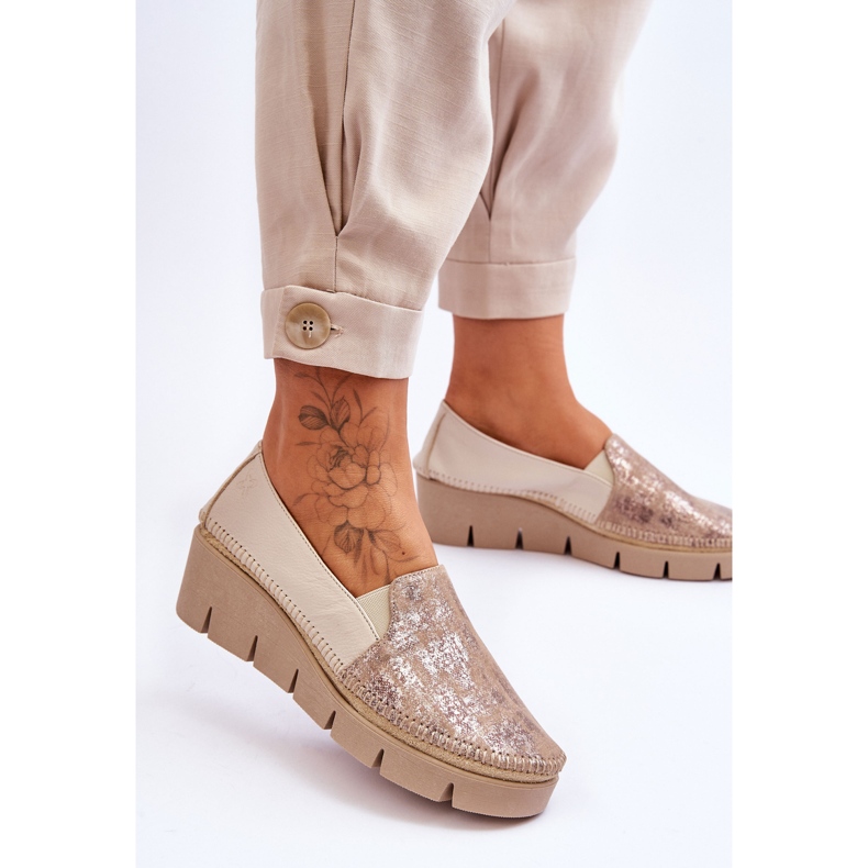 Leather Wedge Sneakers Maciejka 5814A-10 Beige 2
