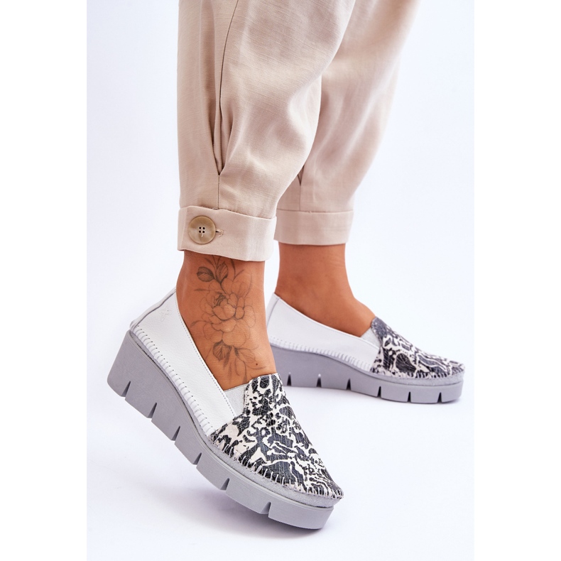 Leather Wedge Sneakers Maciejka 5814A-11 White-Black 2