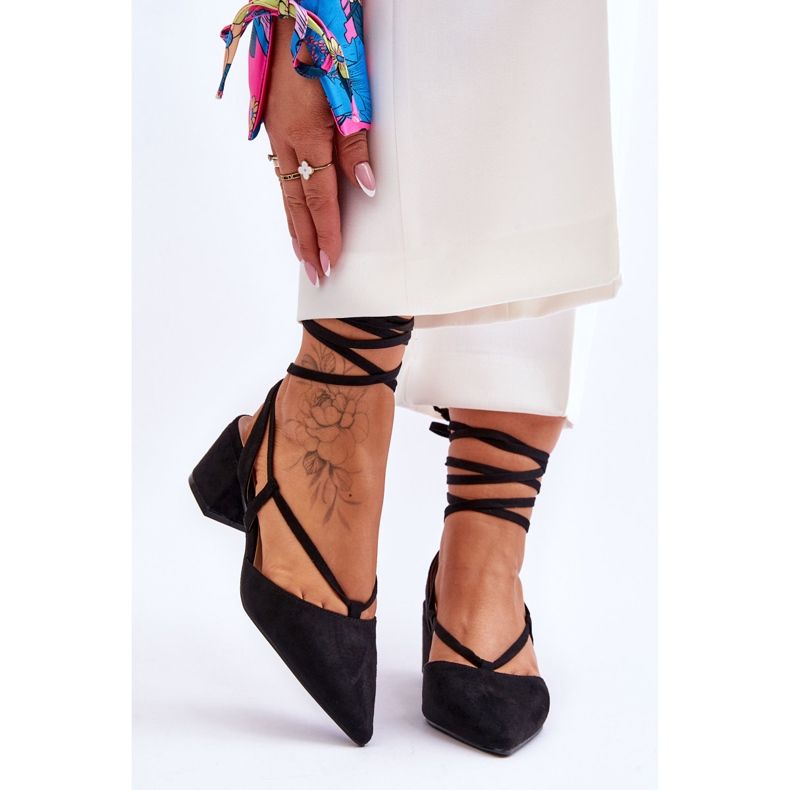 PG1 Black Carlotte Knotted Low Heel Pumps 1