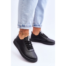 Women's Openwork Lace-up Sneakers Black Carinel white 2