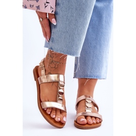 Women's Flat Sandals With A Decorative Belt Gold Berry golden 1