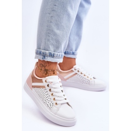 Classic Sports Shoes With Openwork Pattern White-Rose-Gold Happier 2