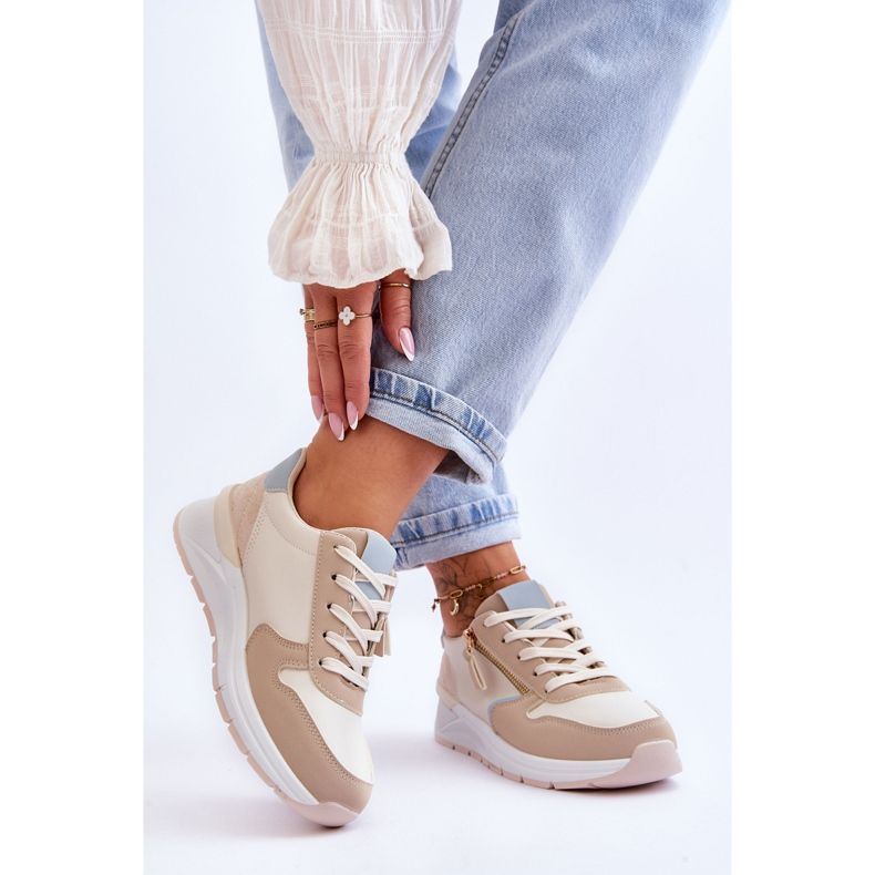 PG1 Women's Sports Shoes With Zipper Beige Larisa 2