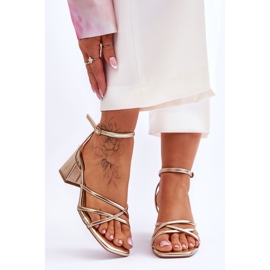 FB2 Fashionable Golden Felisa High Heel Sandals 2