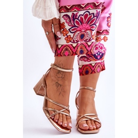 FB2 Fashionable Felisa Pink Gold High Heel Sandals golden 1
