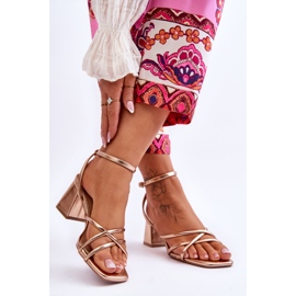 FB2 Fashionable Felisa Pink Gold High Heel Sandals golden 2