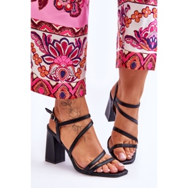 Florentina Black Leather Heel Sandals 1