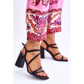 Florentina Black Leather Heel Sandals 2