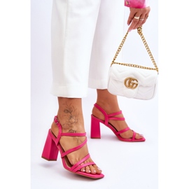 Leather Sandals On A Fuchsia Florentina Heel pink 2