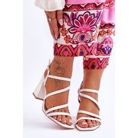 Leather Sandals On A White Florentina Heel 1