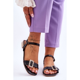 Flat Sandals With Gold Heels Black Mindley 1