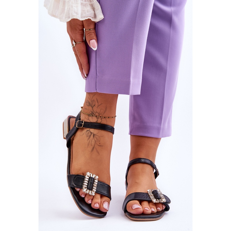 Flat Sandals With Gold Heels Black Mindley 1