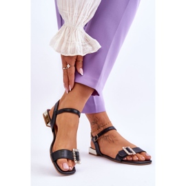 Flat Sandals With Gold Heels Black Mindley 2