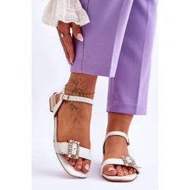 White Mindley Gold Heels Flat Sandals 1