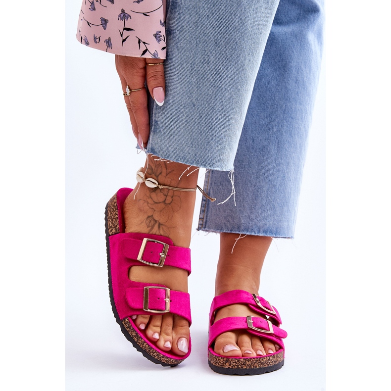 FB2 Women's Sandals On Cork Platform With Stripes Fuchsia Doretta pink 1 FB2 Women's Sandals On Cork Platform With Stripes Fuchsia Doretta pink 1