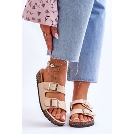 FB2 Women's Sandals On Cork Platform With Stripes Beige Doretta 1