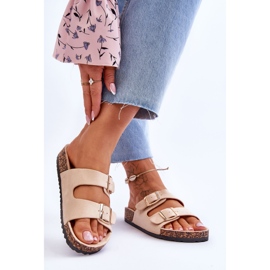 FB2 Women's Sandals On Cork Platform With Stripes Beige Doretta 2