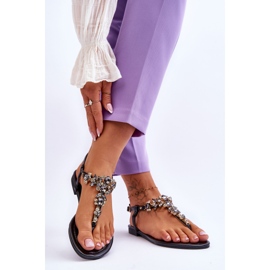 Women's Sandals Flip Flops With Stones Black Lenisa 2