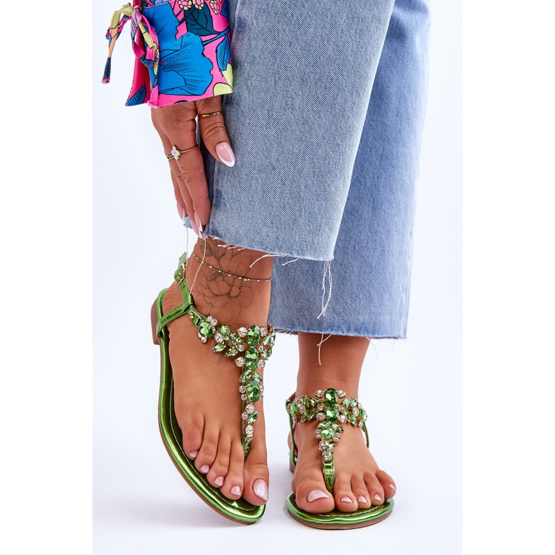 Women's Sandals With Stones Green Lenis 1
