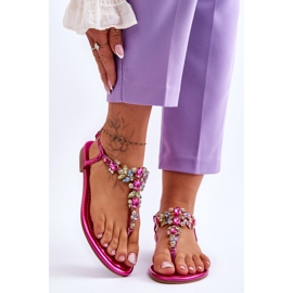 Women's Flip Flops With Stones Fuchsia Lenisa pink 1
