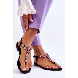 Suede Flip Flops With Stones Black Frency 2