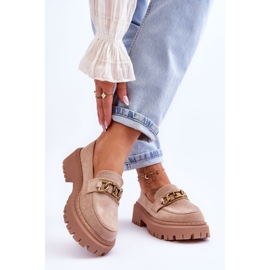 Women's Suede Platform Loafers Beige Larey 2