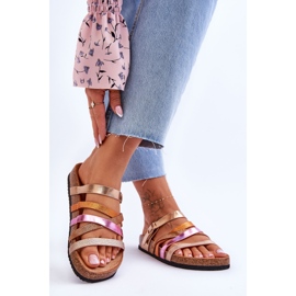 FB2 Women's Platform Slippers With Golden Clover Stripes 2