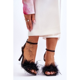 FB2 Women's Sandals With Feathers Black Tiffany 1