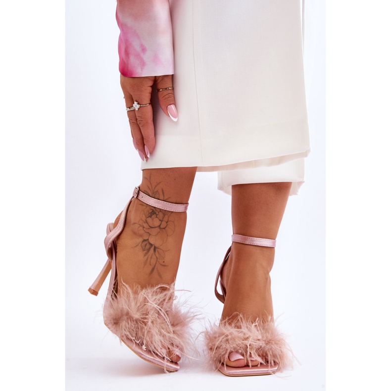 FB2 Women's Nude Tiffany Feather Sandals pink 1