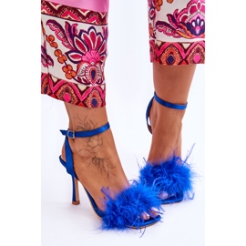 FB2 Women's Sandals With Feathers Blue 1