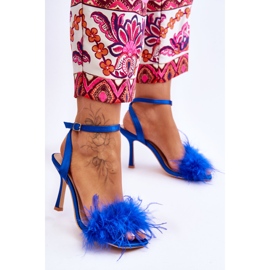 FB2 Women's Sandals With Feathers Blue 2