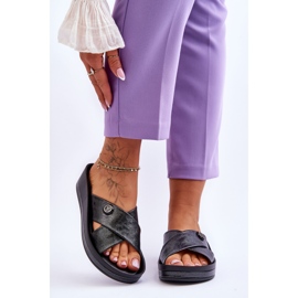 Vinceza Women's Platform Slippers With Decoration Black Brooklyn 1