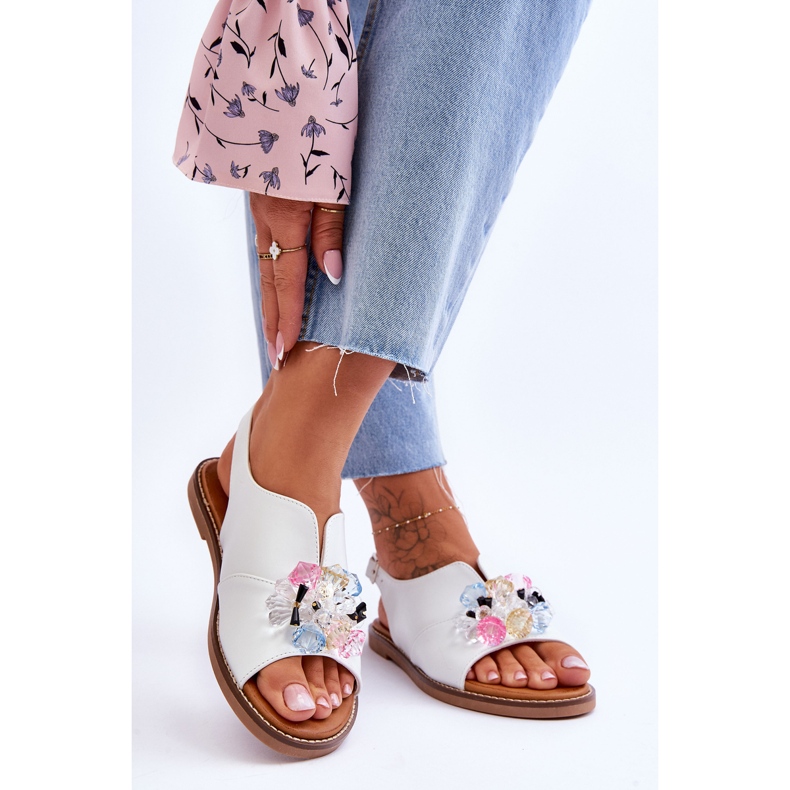 Vinceza Women's Leather Sandals With Stones White Mersea black 2 Vinceza Women's Leather Sandals With Stones White Mersea black 2