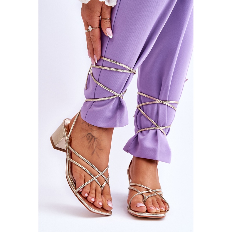 Tied Sandals With Gold High Heels Secret Love golden 1