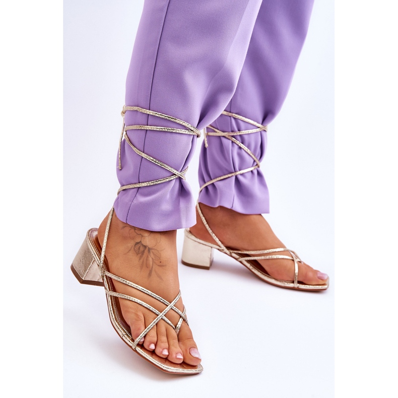 Tied Sandals With Gold High Heels Secret Love golden 2