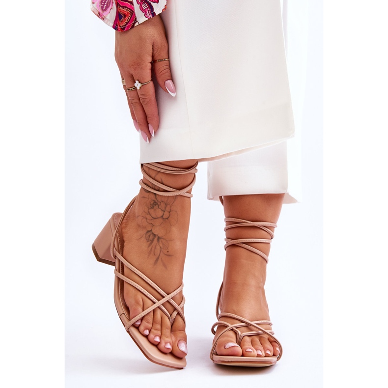 Tied Sandals Beige High Heels Secret Love 1