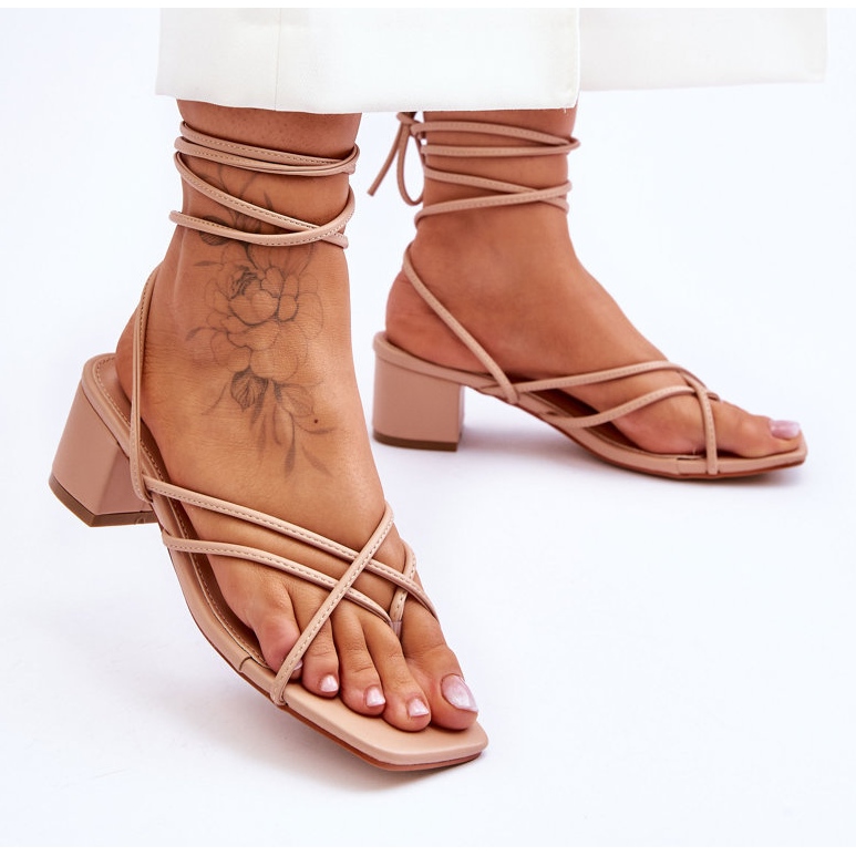 Tied Sandals Beige High Heels Secret Love 2