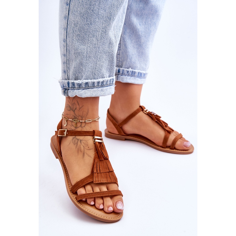 Women's Sandals Flat Suede Boho Brown Lucami 2 Women's Sandals Flat Suede Boho Brown Lucami 2