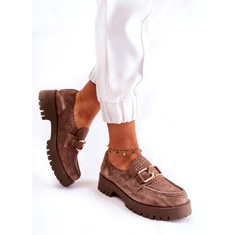 Lemar Women's suede light brown shoes with an ornament 2 Lemar Women's suede light brown shoes with an ornament 2