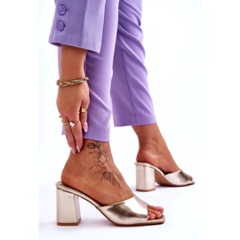 Women's Leather Classic Flip-Flops Metallic Gold golden 3