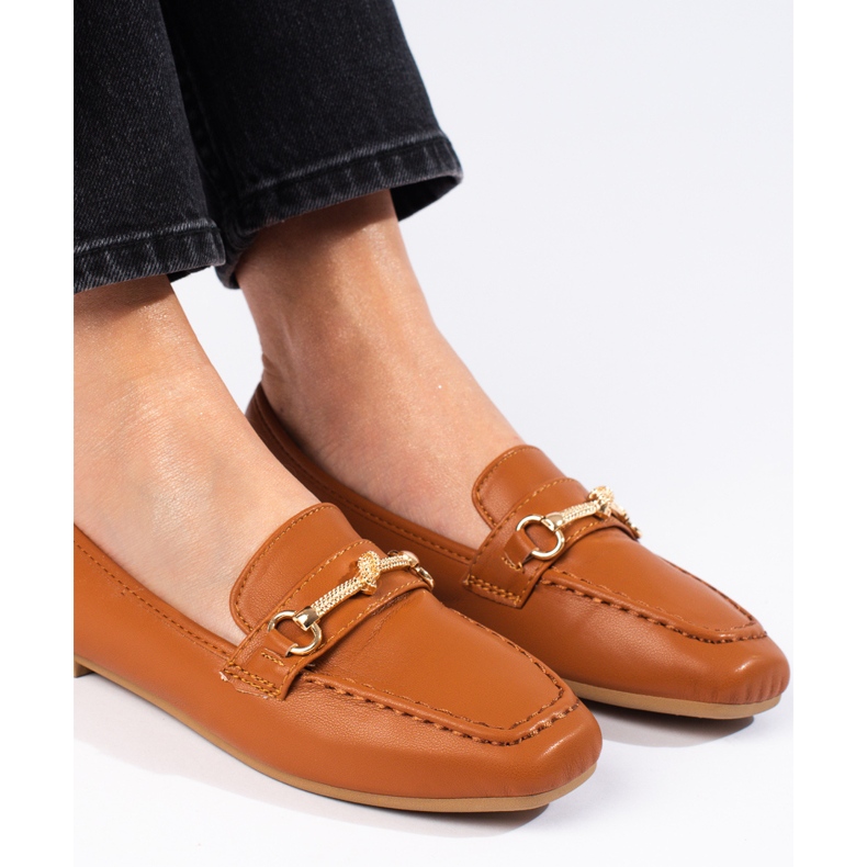 Women's brown Shelovet slip-on loafers 1