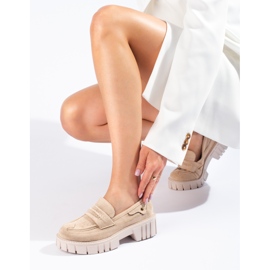 Women's beige suede Shelovet loafers 1